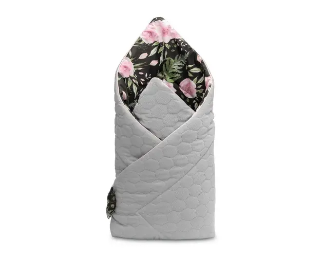 Paturica nou nascut Sensillo Velvet Wrap Flori Negre 75x75 cm