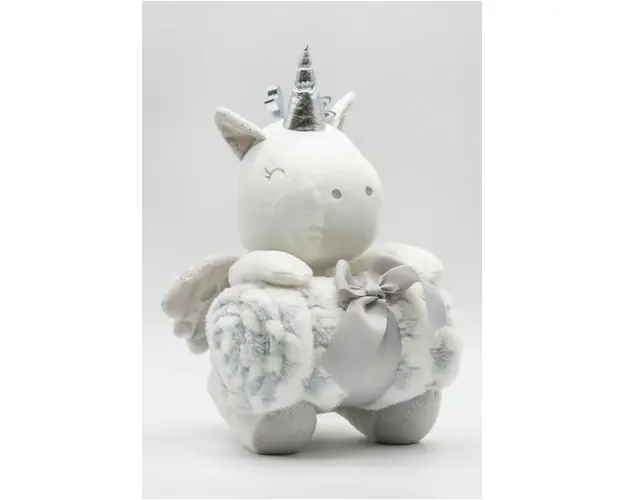 Paturica pufoasa cu jucarie TOY unicorn 25cm Hausmann