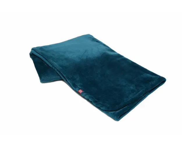 Paturica pufoasa de plus turcoaz KidsDecor din polyester 75x75 cm