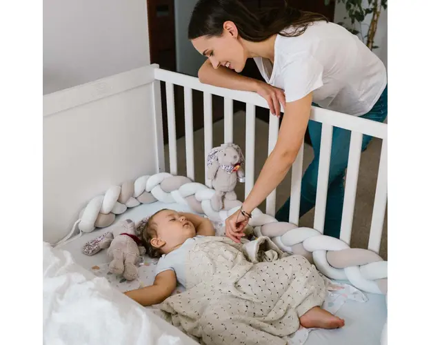 Paturica tricotata din bambus Babyono bej