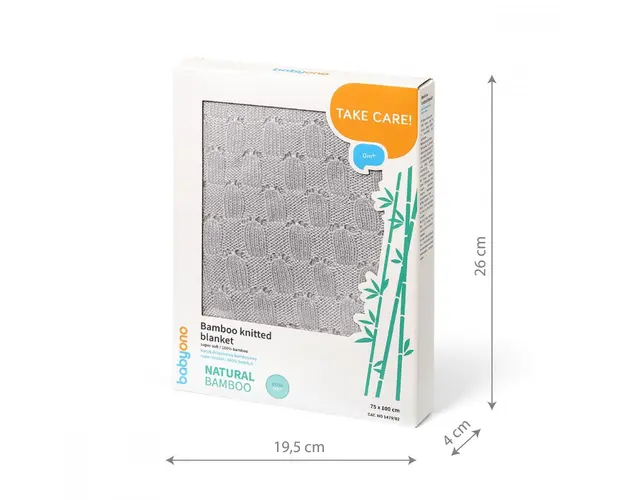 Paturica tricotata din bambus Babyono gri