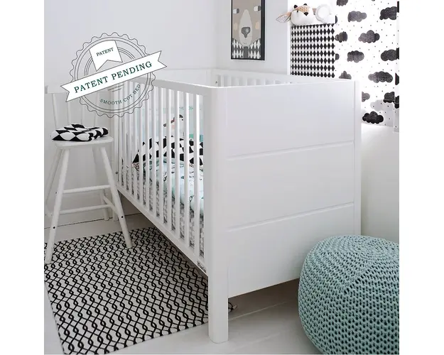 Patut din lemn pentru bebe inaltime saltea reglabila Smooth Alb 120x60 cm