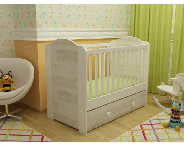 Patut cu sertar Happy cu leganare alb-antik A428