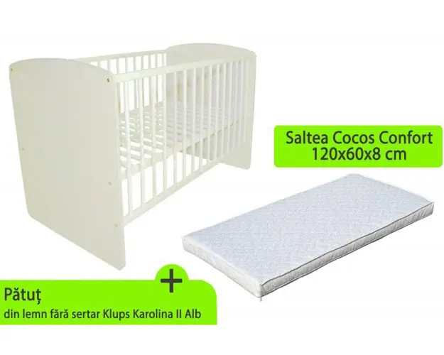 Patut Klups Karolina II Alb + Saltea 8