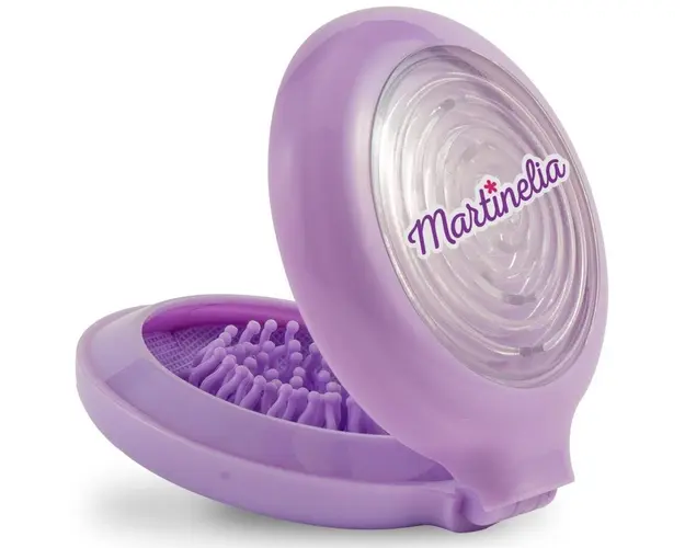 Perie de par pentru copii pliabila cu oglinda si joc labirint violet Martinelia