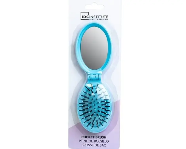 Perie pliabila cu oglinda pastel IDC Institute 18301RB bleu