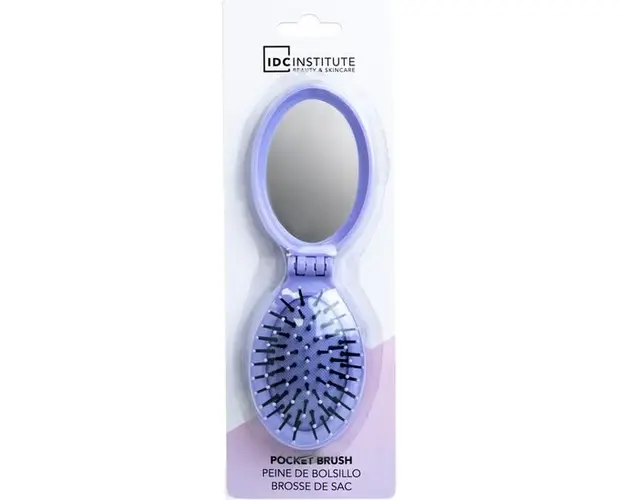 Perie pliabila cu oglinda pastel IDC Institute 18301RB mov