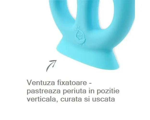 Periuta de dinti cu peri din silicon si manere Green Sprouts Pink