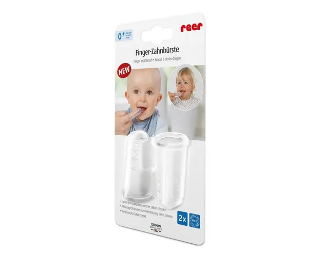 Periuta de dinti din silicon pentru folosire pe deget 2 bucati REER 79249