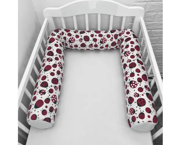 Perna bumper Deseda pentru pat bebe 180 cm buburuze rosii-negre