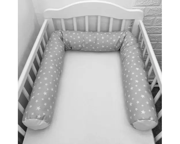 Perna bumper Deseda pentru pat bebe 180 cm stelute pe gri
