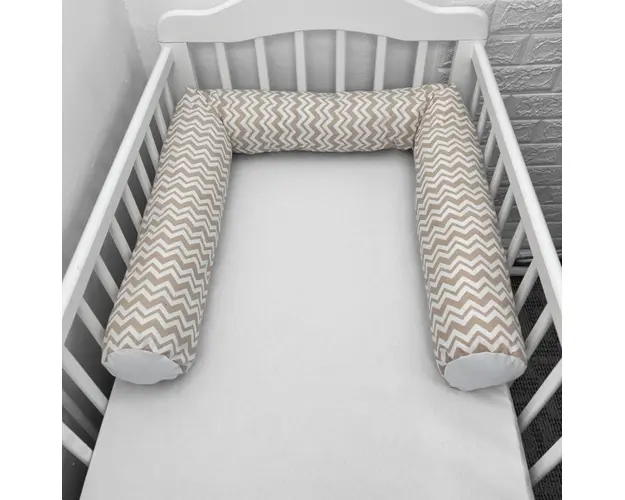 Perna bumper Deseda pentru pat bebe 180 cm zig zag bej
