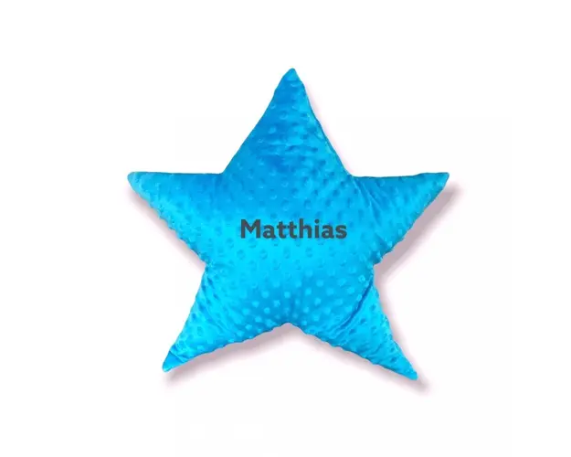 Perna decorativa personalizata Steluta din plus minky albastru