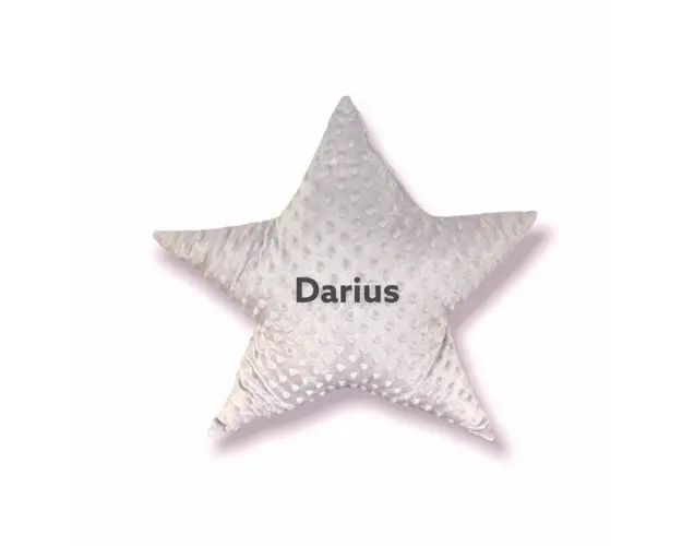 Perna decorativa personalizata Steluta din plus minky gri