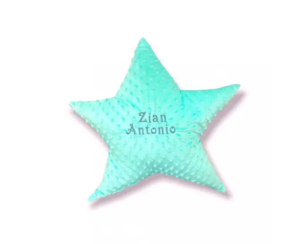 Perna decorativa personalizata Steluta din plus minky verde menta