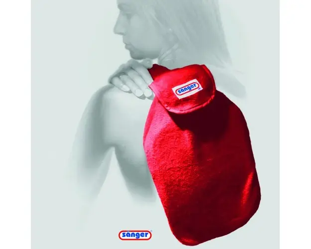 Perna pentru apa calda sau rece cu husa anatomica cu banda de fixare pe corp culoare rosie 2L