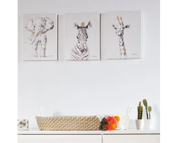 Pictura in ulei Childhome 30x40 cm Elefant cu detalii aurii