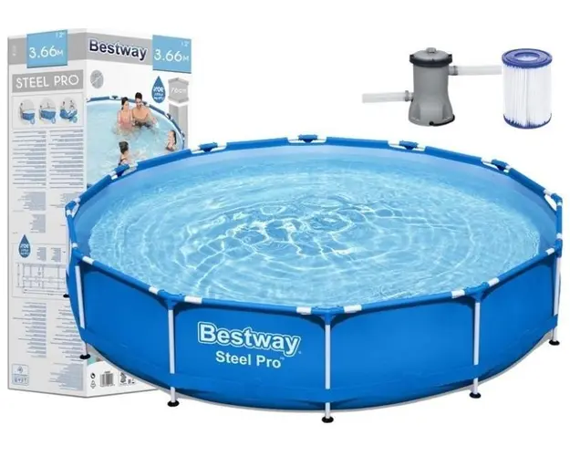 Piscina family gigant cu cadru metalic Bestway 56681 366 x 76 cm cu pompa filtrare 6473 litri