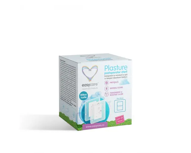 Plasture postoperator transparent si rezistent la apa Easycare 10x10cm 50 buccut