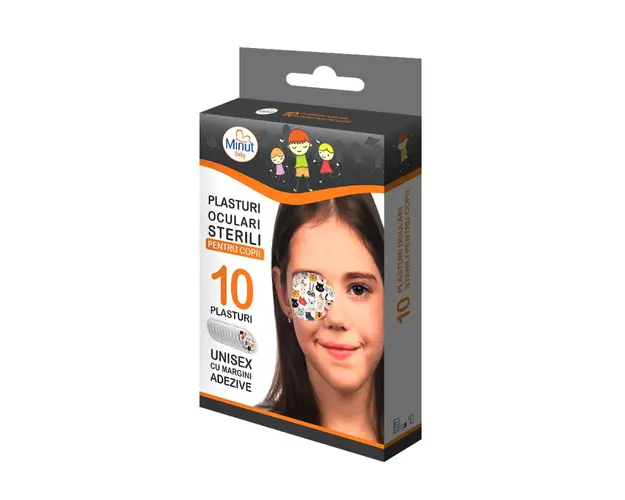 Plasturi oculari sterili cu desene Minut pentru copii 10 buc