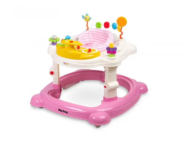 Premergator, jumper si leagan pentru bebelusi Toyz Hip Hop cu scaun rotativ 360 roz