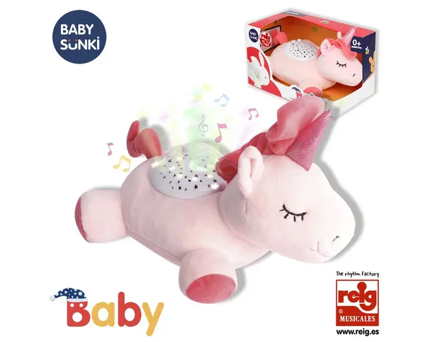 Proiector unicorn de plus 25 cm cu cantece de leagan
