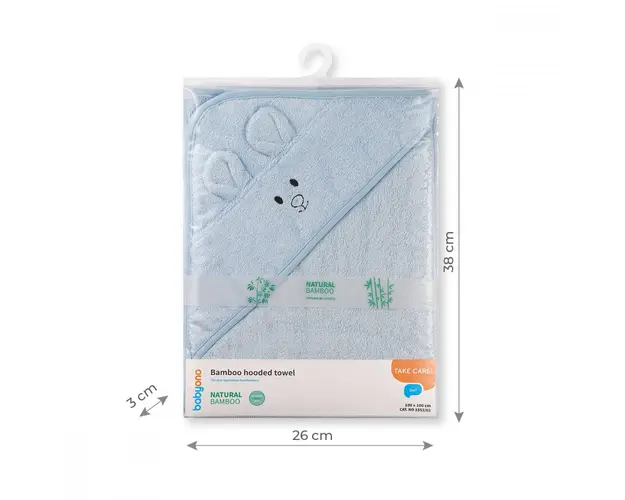 Prosop baie bambus cu gluga 100 x 100 cm Babyono albastru