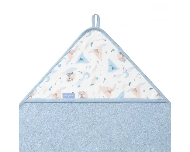 Prosop baie cu gluga bumbac soft 100 x 100 cm Babyono albastru
