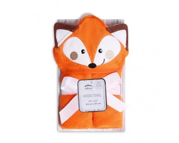 Prosop bebe cu gluga din bumbac vulpe