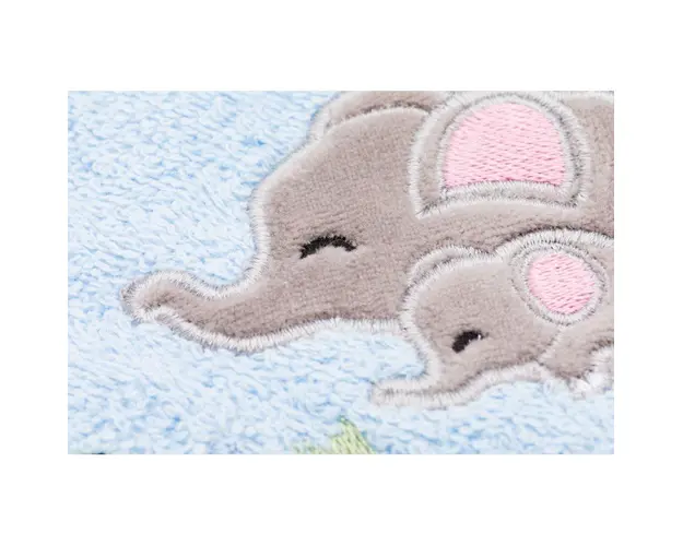 Prosop brodat Elepant family blue 75x75m Fillikid