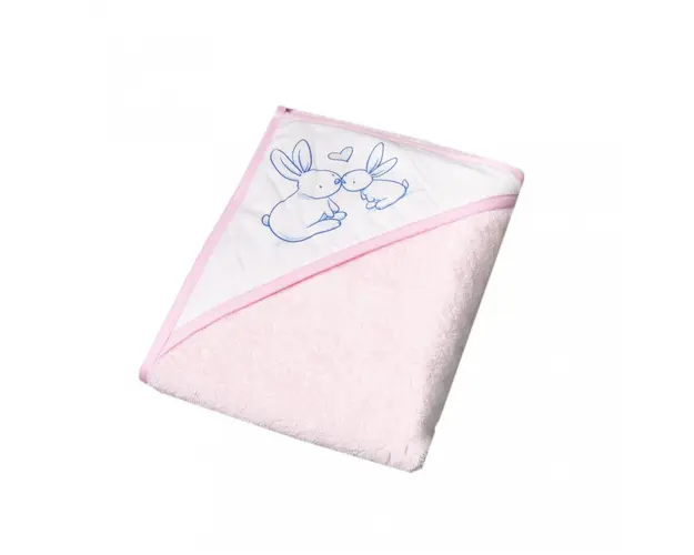 Prosop copii cu capison 80x80 cm Little Bunnies roz