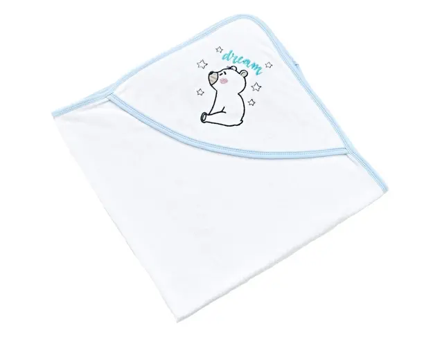 Set prosop cu capison si manusa de baie pentru copii BabyJem WhiteBlue