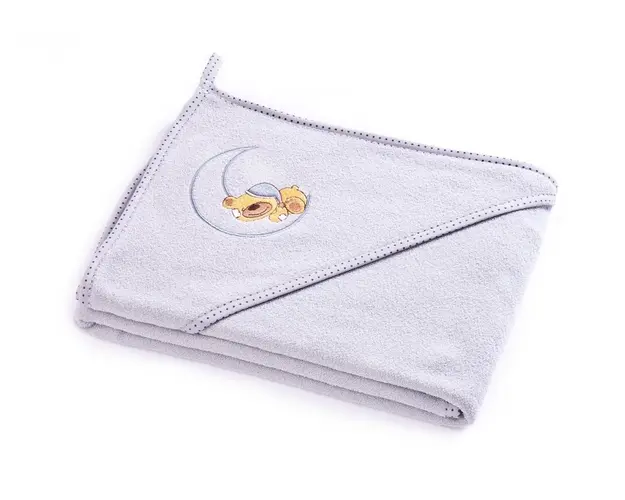 Prosop de bumbac cu gluga Sensillo Bear 100x100 cm gri