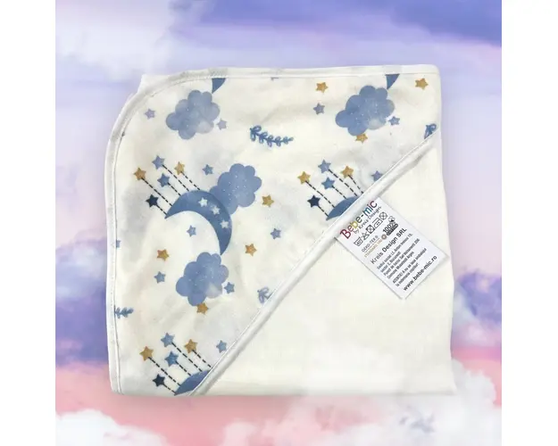 Prosop din muselina cu capison Kreis Design 80x80 cm blue