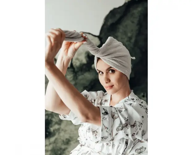 Prosop Turban din bambus pentru mamici si copii Gri