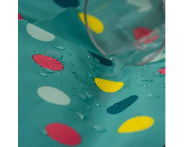 Puf rotund dots turcoaz impermeabil