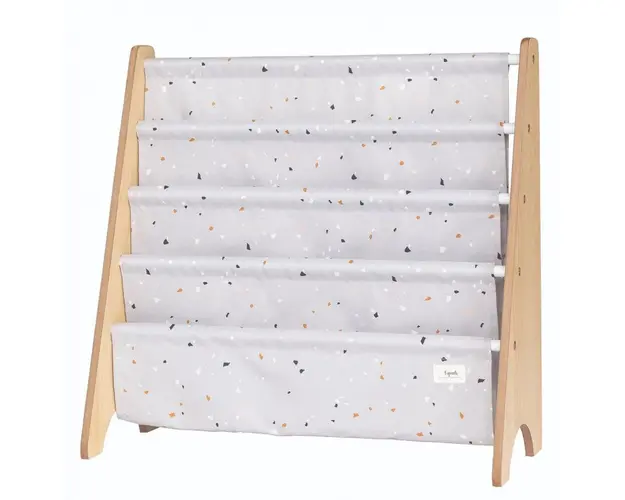 Raft organizator de carti pentru copii material reciclat Terrazzo grey 3 Sprouts