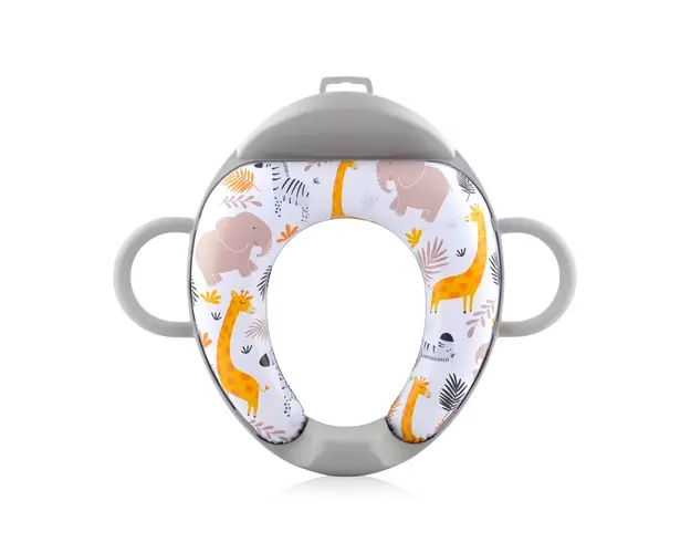 Reductor moale pentru toaleta cu manere si spatar Grey Animals