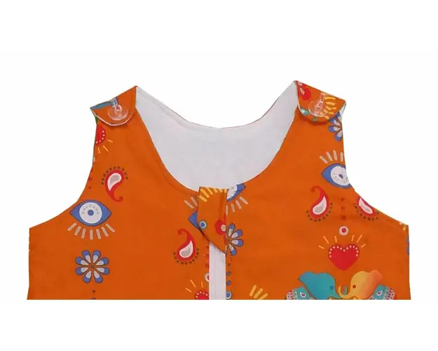 Sac de dormit copii KidsDecor 0.5 tog Jocul Elefantilor din bumbac portocaliu 70 cm