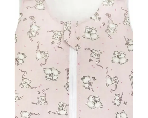 Sac de dormit copii 1.5 tog Loving Bear Pink din bumbac 95 cm