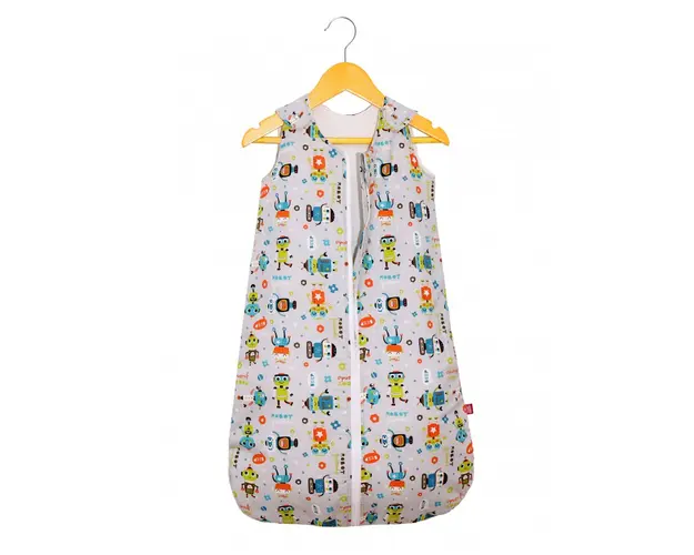 Sac de dormit copii 1.5 tog Robot Friends din bumbac 60 cm