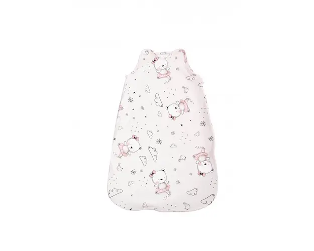Sac de dormit de iarna 95 cm bumbac ranforce Ballerina Bear Pink