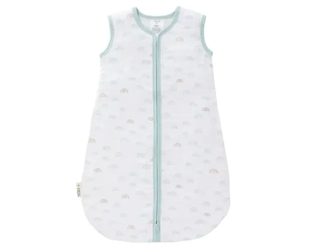 Sac de dormit din bumbac organic exterior muselina Fresk Rainbow blue 12-18 luni