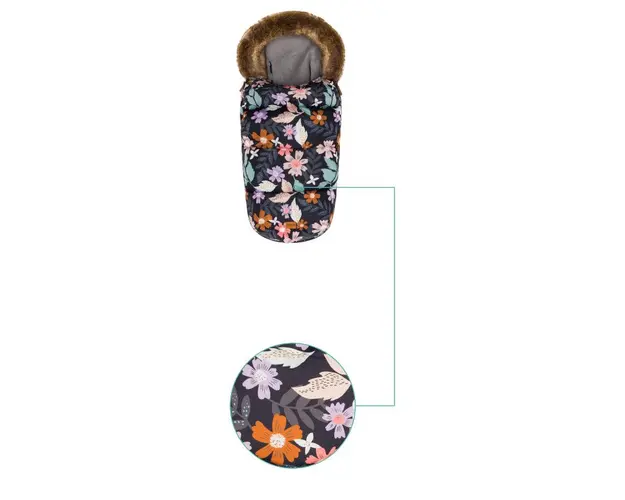 Sac de iarna cu guler blanita detasabil pentru carucior negru floral 100x50 cm Fillikid