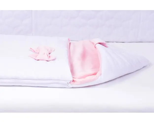 Saculet de dormit gros velvet alb si roz 80x45 cm tog 2,5