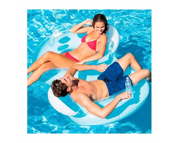 Saltea gonflabila pentru plaja 2 persoane Intex Double Back Lounge 198 x 117 cm