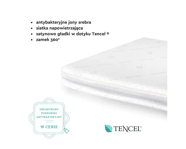 Saltea pentru copii cu fata dubla din spuma Pur HR antibacteriana si strat extra de spuma confortabila 140x70x10