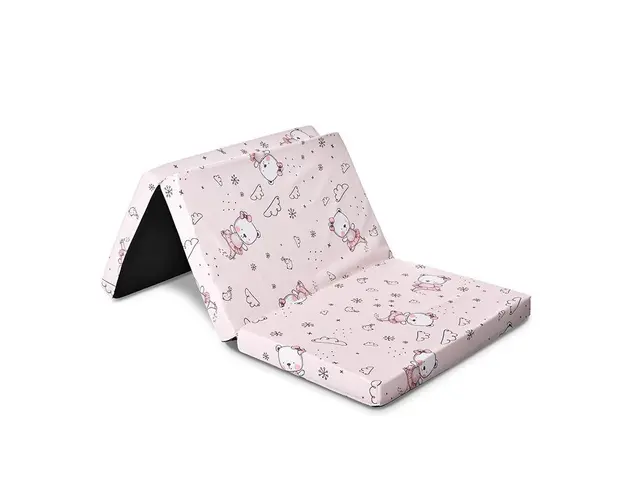 Saltea pliabila de voiaj din spuma elastica 60x120x5 cm Pink Ballerina Bear