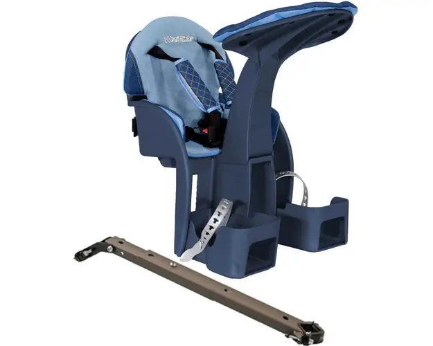 Scaun bicicleta copii SafeFront Deluxe pozitie montare centru 15 kg si casca protectie XS 44-48 Police WeeRide denim