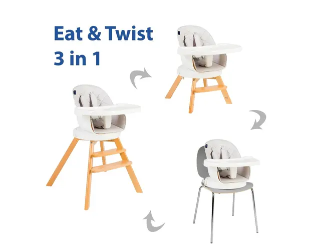 Scaun de masa 3 in 1 Juju EatTwist gri
